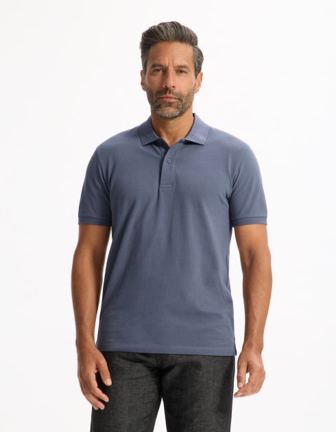 Polo piqué straight 100% coton - bleu gris