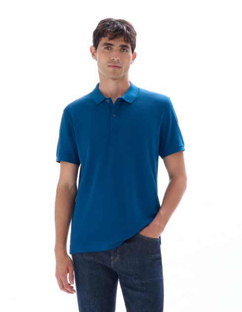 Polo piqué regular 100% coton - bleu mer
