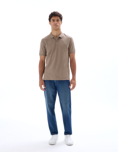 Polo piqué regular 100% coton - taupe