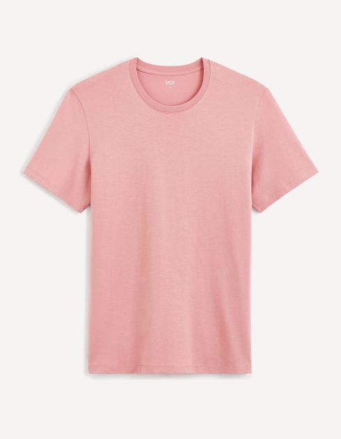 T-shirt straight col rond 100% coton - rose
