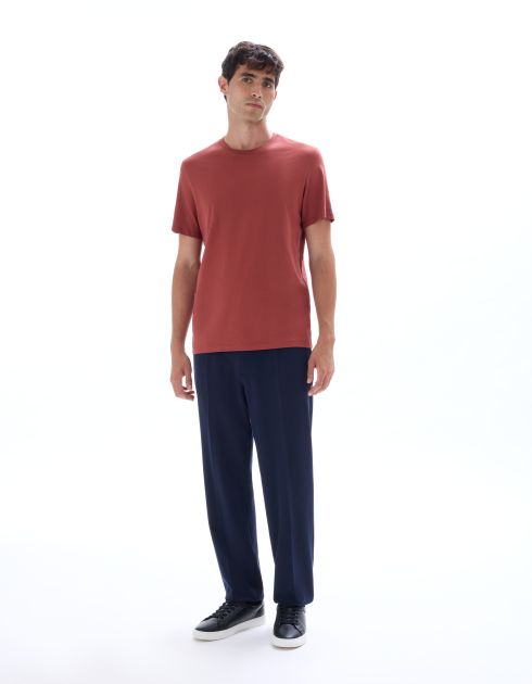 T-shirt regular col rond 100% coton - terracotta