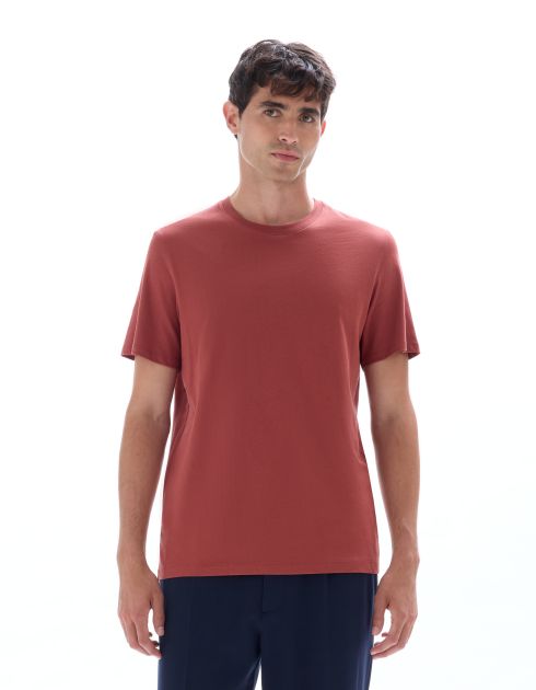 T-shirt regular col rond 100% coton - terracotta
