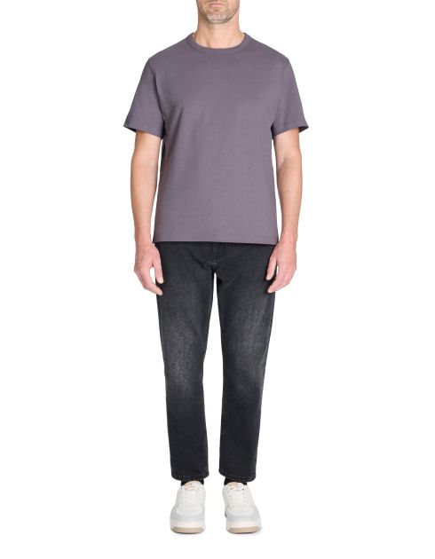 T-shirt boxy col rond 100% coton - gris