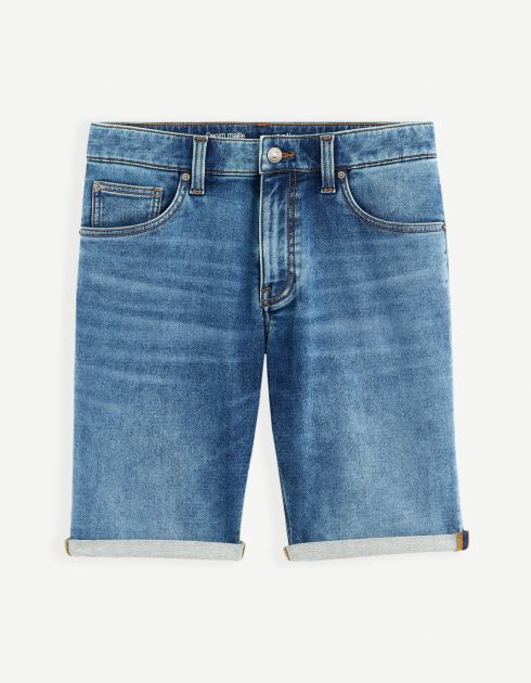 Bermuda en jean effet maille - double stone