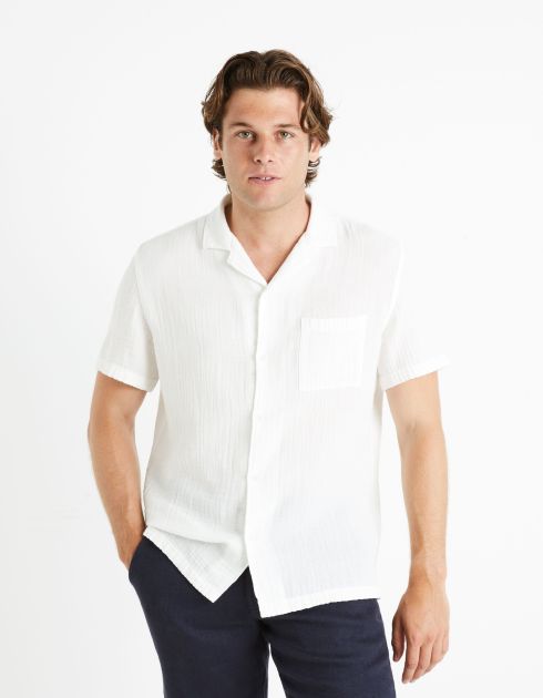 Chemise  regular 100% gaze de coton - blanc