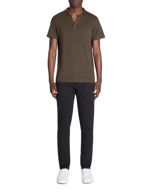 T-shirt straight col tunisien 100% coton - marron