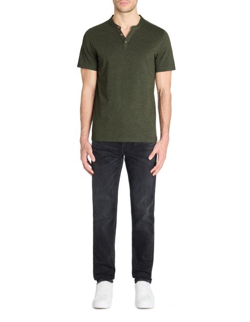 T-shirt straight col tunisien 100% coton - kaki