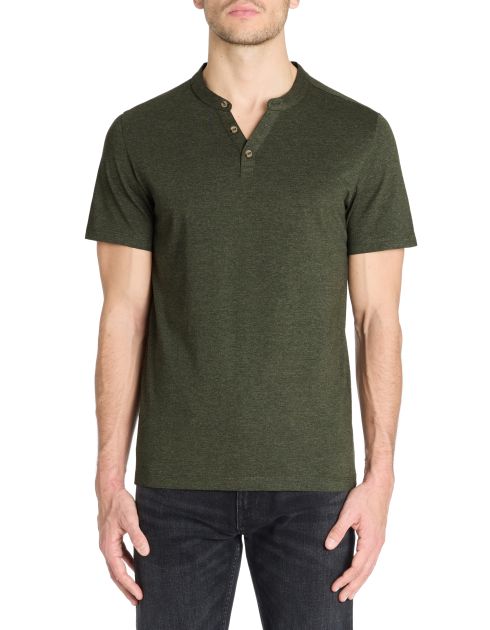 T-shirt straight col tunisien 100% coton - kaki