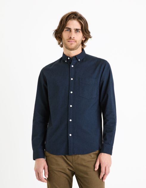 Chemise regular en coton oxford - bleu