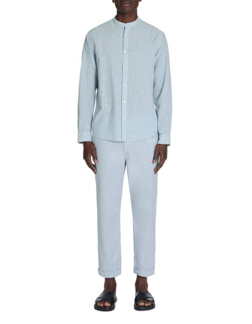 Pantalon straight en coton mélangé - bleu clair