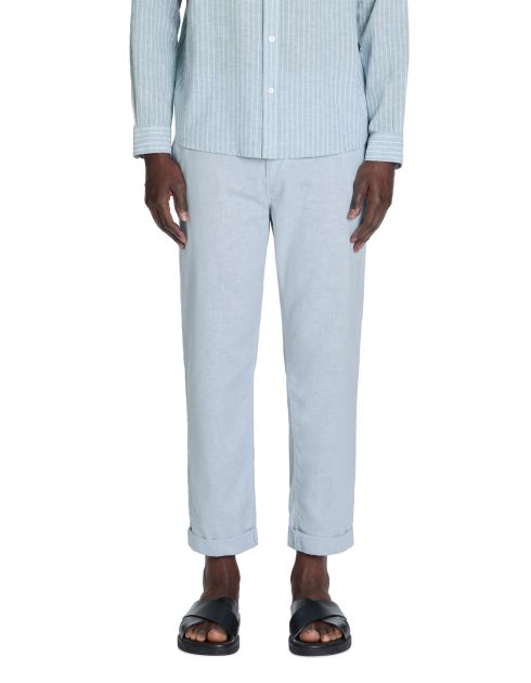 Pantalon straight en coton mélangé - bleu clair