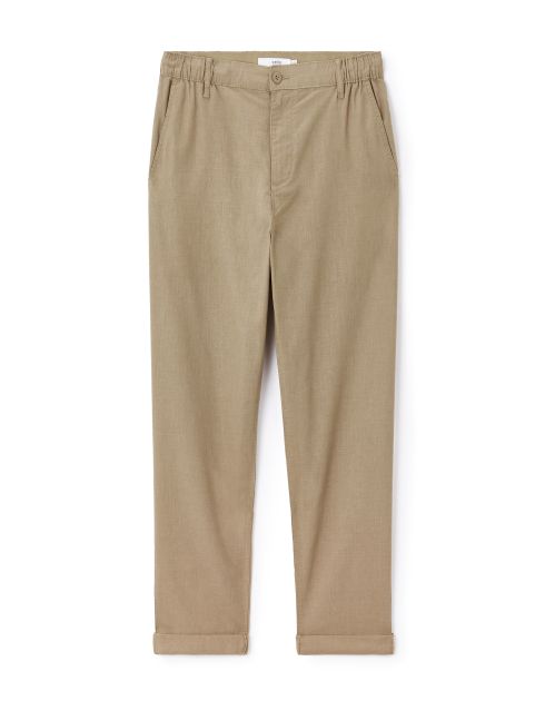 Pantalon straight 100% coton - taupe