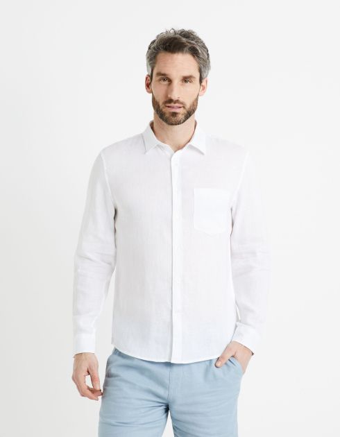 Chemise regular 100% lin - blanc
