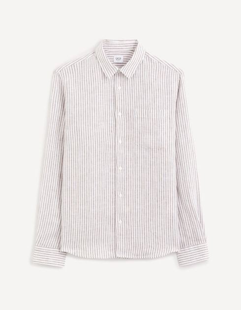 Chemise regular 100% lin - taupe