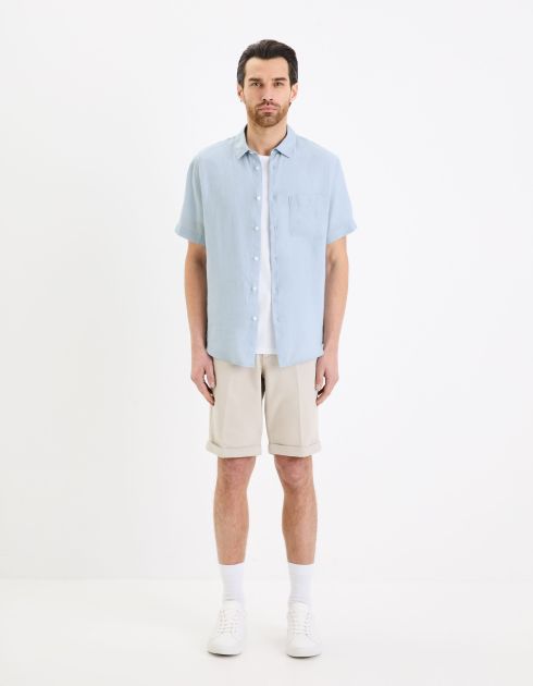 Chemisette regular en lin - bleu ciel