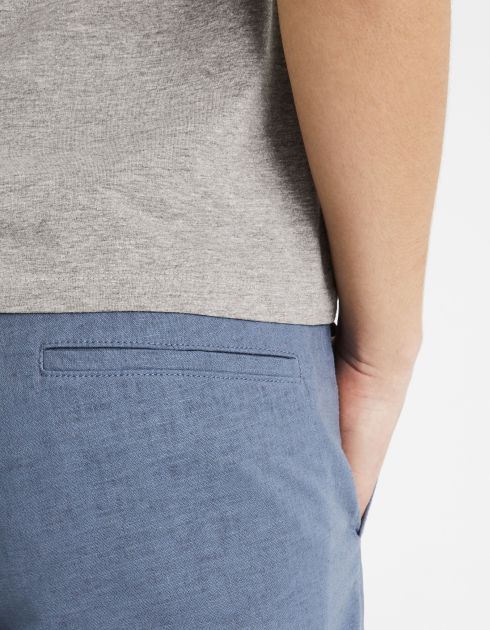 Bermuda en lin coton - bleu