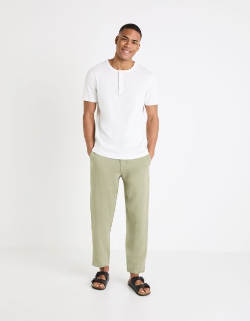 Pantalon 24h 100% lin - vert sauge
