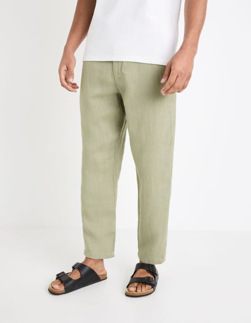 Pantalon 24h 100% lin - vert sauge