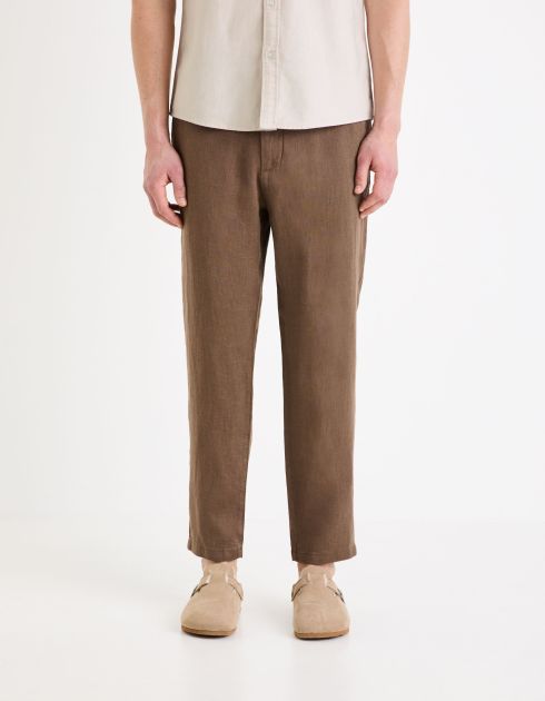Pantalon chino en lin - marron