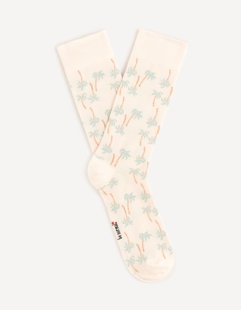 Chaussettes hautes coton - beige