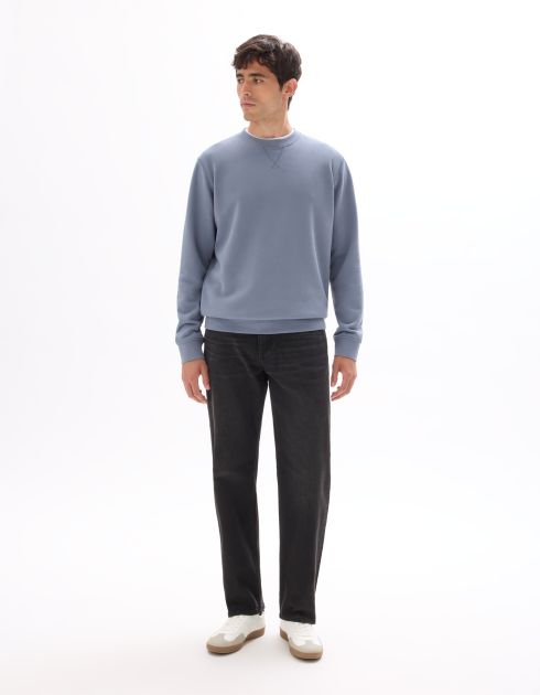 Sweat regular col rond 100% coton - bleu clair