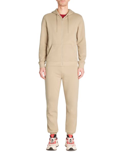 Sweat zippé capuche regular 100% coton - beige