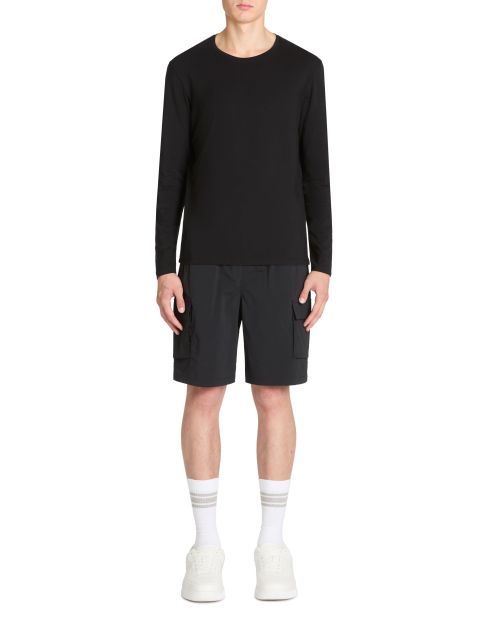 T-shirt col o uni en coton stretch - noir