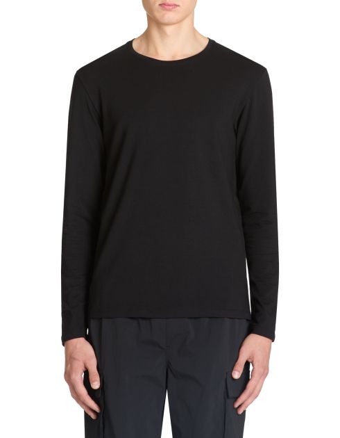 T-shirt col o uni en coton stretch - noir