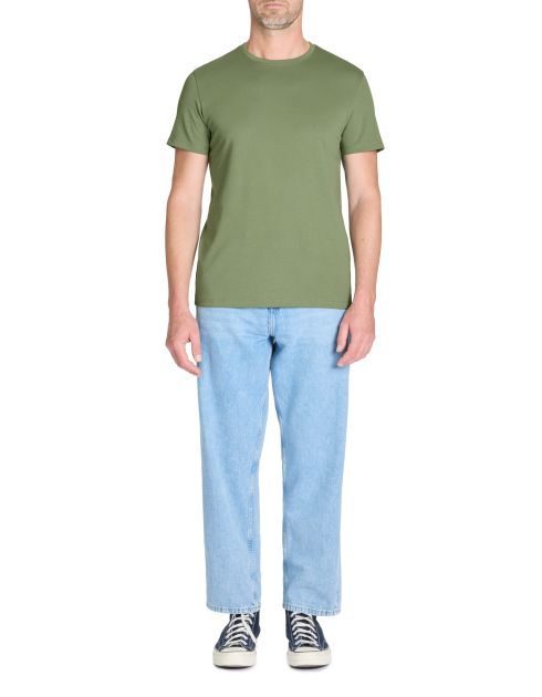 T-shirt straight col rond coton mélangé - vert
