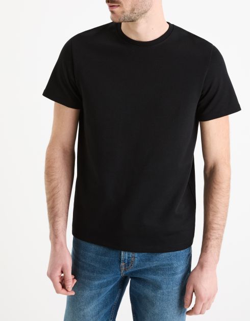 T-shirt straight col rond coton mélangé - noir