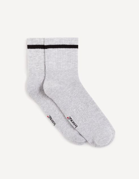 Chaussettes sport mi-hautes coton - gris clair