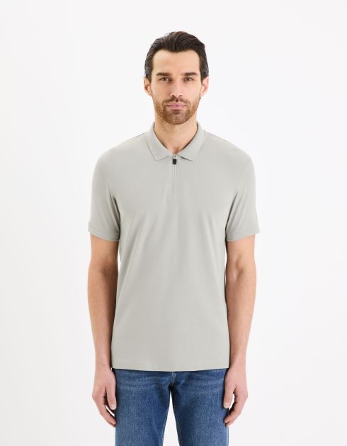 Polo piqué en coton supima stretch - gris