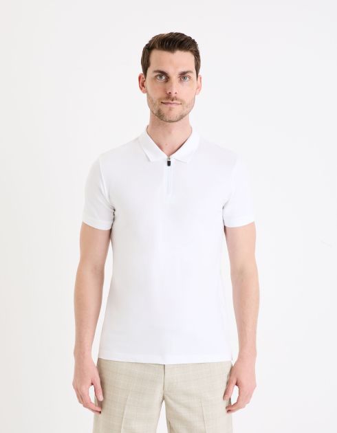 Polo piqué en coton supima stretch - blanc