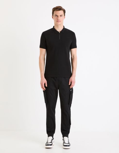 Polo piqué en coton supima stretch - noir
