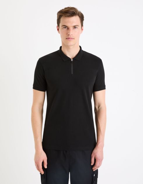 Polo piqué en coton supima stretch - noir