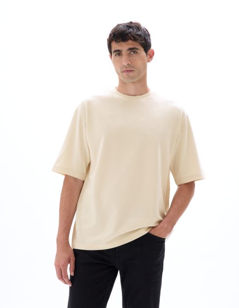 T-shirt oversize col rond - écru