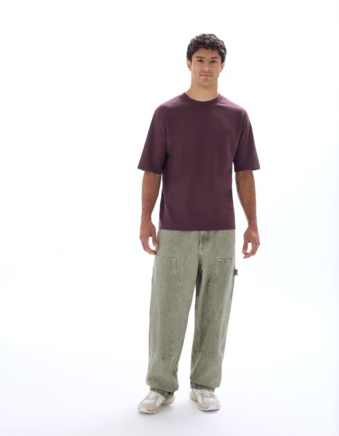 T-shirt oversize col rond - figue