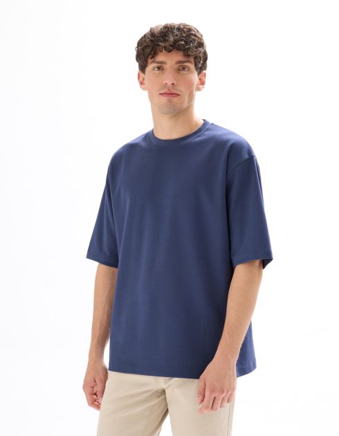 T-shirt oversize col rond - bleu gris