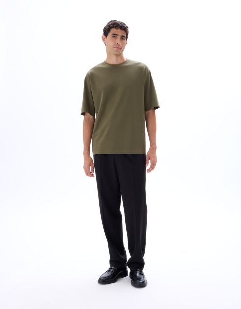 T-shirt oversize col rond - kaki