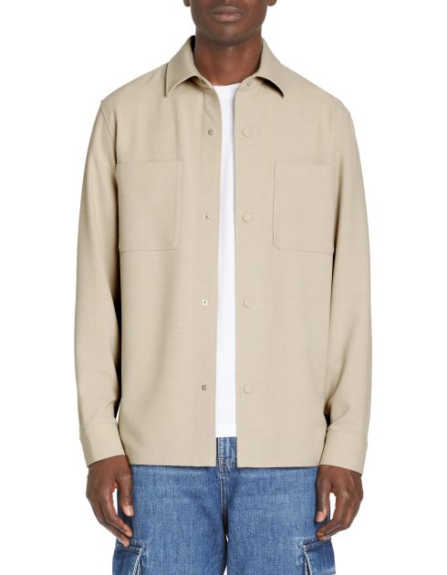 Chemise overshirt en coton stretch - beige