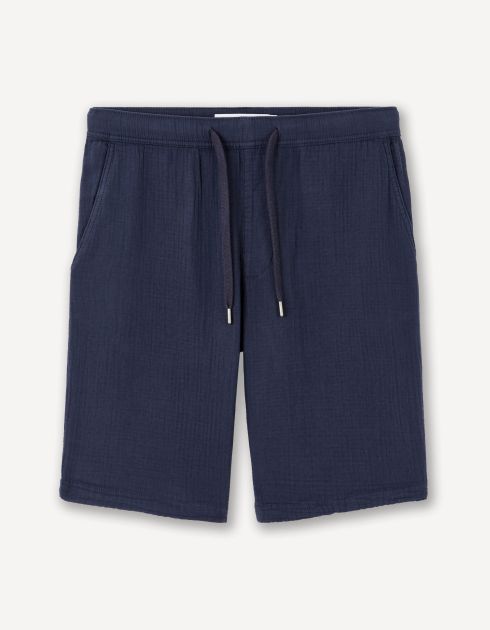 Bermuda en gaze de coton - marine
