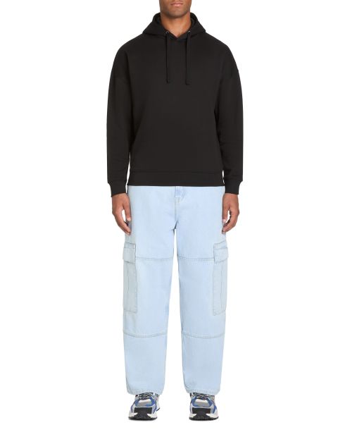 Sweat oversize à capuche coton mélangé - noir