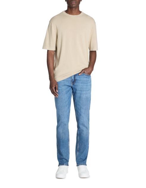 T-shirt boxy col rond 100% coton - beige