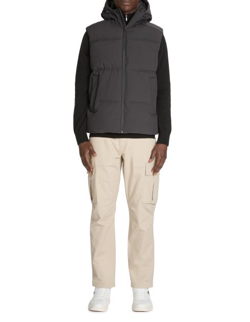 Doudoune chaude à capuche sans manches - anthracite