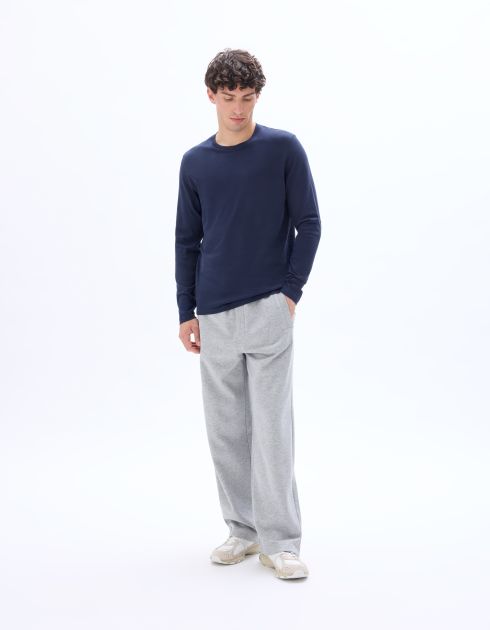 T-shirt regular 100% coton manches longues - marine