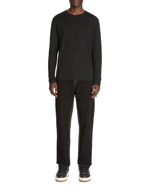 T-shirt straight 100% coton manches longues - noir