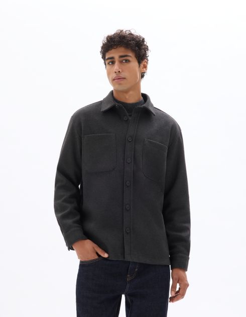 Surchemise chaude uni- gris