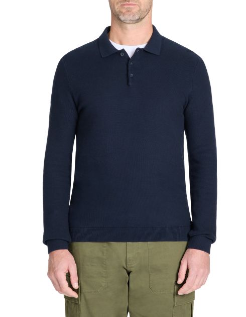 Pull col polo 100% coton - marine