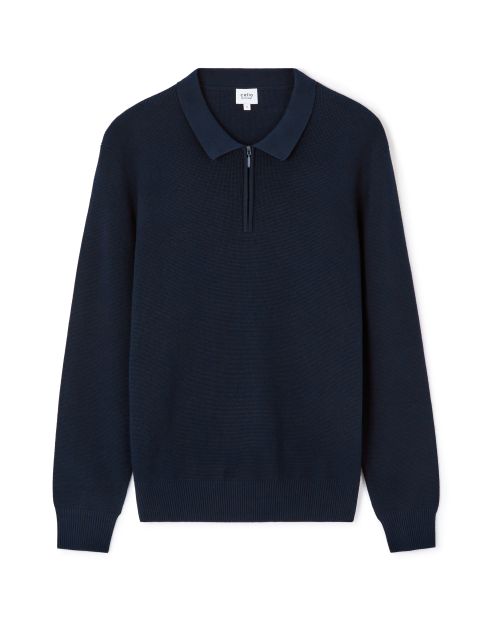 Pull col polo 100% coton - marine