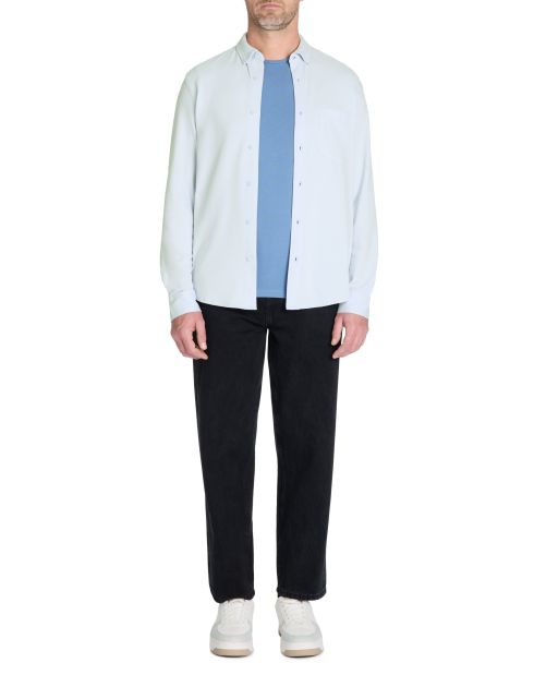 Chemise regular piqué coton stretch - bleu clair